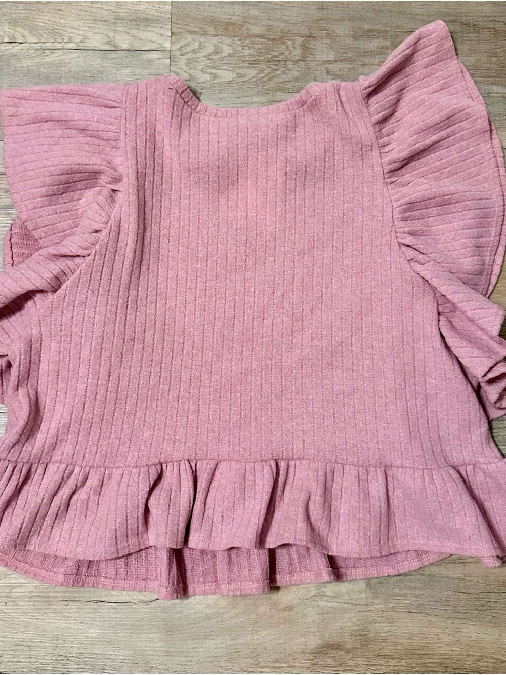 entro Dusty Rose Ruffle Ribbed Sweater Top - Picture 2 of 2